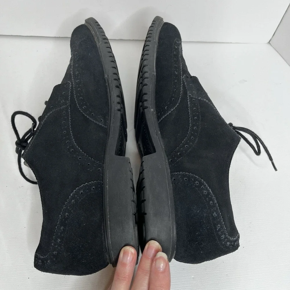 Cole Haan Mens Wingtip Oxfords Size 10.5 M Black Suede Leather Dressy Peppy